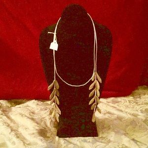 $20 Off-Brass Long Necklace-brass leaves on ends